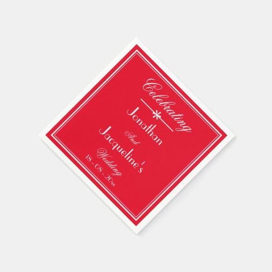 Eenvoudig chique script romantisch rood bruiloft p servet (Hoek)