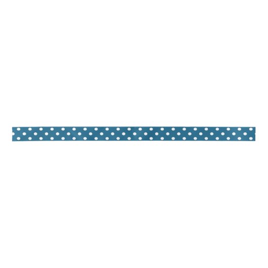 Eenvoudig chique wit polkadots patroon op donkerbl lint (Voorkant)