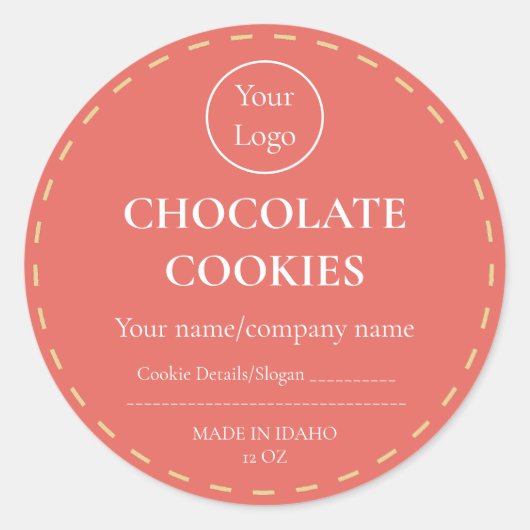 Eenvoudig chocolade Chip Cookie Sticker Eigen labe (Voorkant)