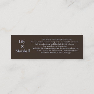 Eenvoudig Chocolate Wedding Invite Mini Visitekaartje