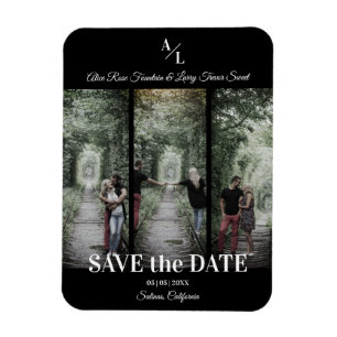 Eenvoudig Classic 3 Foto's Collage Engaged Couple Magneet