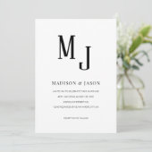 Eenvoudig Classic Black Roman Monogram Weddenschap Kaart (Staand voorkant)