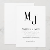 Eenvoudig Classic Black Roman Monogram Weddenschap Kaart (Voorkant / Achterkant)