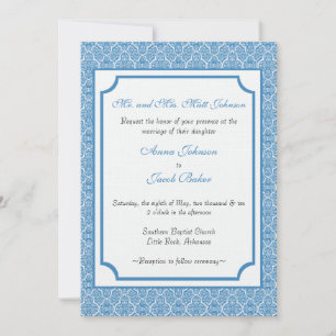 Eenvoudig Classic Damask Wedding Invite Kaart