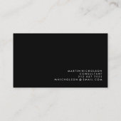 Eenvoudig Classic Masculine Monogram op zwart Visitekaartje (Achterkant)