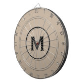 Eenvoudig Classic Monogram Black Beige Dartbord (Voorkant Rechts)