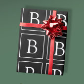 Eenvoudig Classic Monogram | Zwarte tekst met witt Cadeaupapier