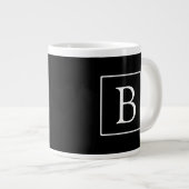 Eenvoudig Classic Monogram | Zwarte tekst met witt Extra Grote Beker (Voorkant rechts)