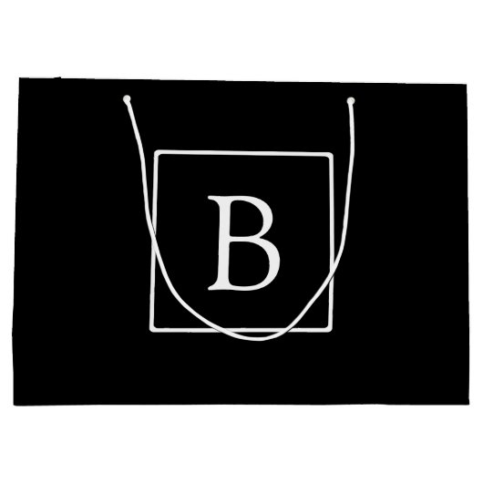 Eenvoudig Classic Monogram | Zwarte tekst met witt Groot Cadeauzakje (Achterkant)