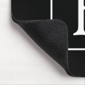 Eenvoudig Classic Monogram | Zwarte tekst met witt Muismat (Hoek)