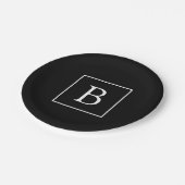 Eenvoudig Classic Monogram | Zwarte tekst met witt Papieren Bordje (Gekanteld)