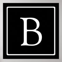 Eenvoudig Classic Monogram | Zwarte tekst met witt