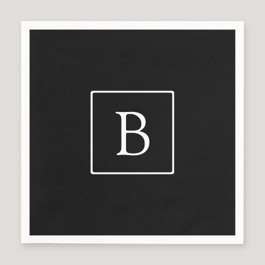 Eenvoudig Classic Monogram | Zwarte tekst met witt Servet