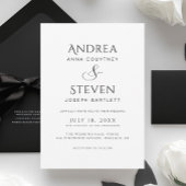 Eenvoudig Classy Black en White Wedding Kaart