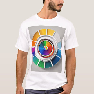 Eenvoudig conventioneel kleurenwiel op zwarte acht t-shirt