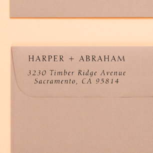 Eenvoudig cursief bruiloftspaar Namen Retouradres Rubberstempel