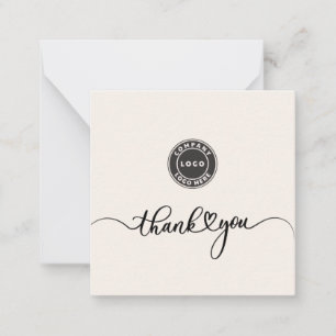 Eenvoudig Cursief Script Business Logo Bedankt Notitiekaartje