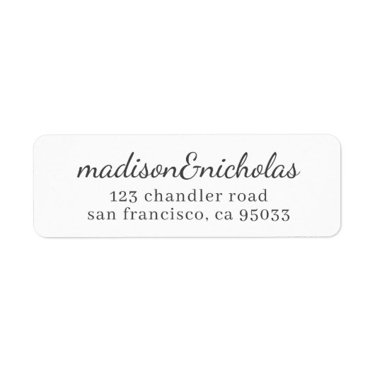 Eenvoudig Cursief Script Elegant Chic Return-adres Etiket (Voorkant)