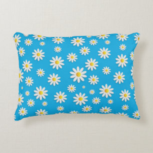 Eenvoudig Cute Blue met White Daisy Floral Pattern Accent Kussen