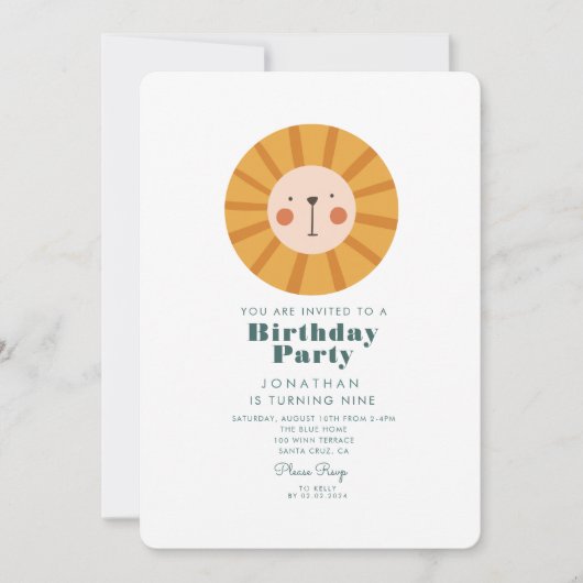 Eenvoudig Cute Lion Forest met dieren op zaterdag Kaart (Voorkant)