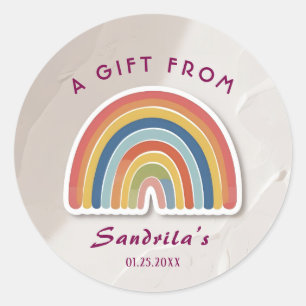 Eenvoudig Cute Retro Regenboog Persoonlijk Cadeau Ronde Sticker