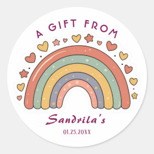 Eenvoudig Cute Retro Regenboog Persoonlijk Cadeau Ronde Sticker
