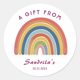 Eenvoudig Cute Retro Regenboog Persoonlijk Cadeau  Ronde Sticker