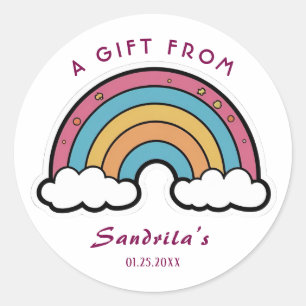Eenvoudig Cute Retro Regenboog Persoonlijk Cadeau Ronde Sticker