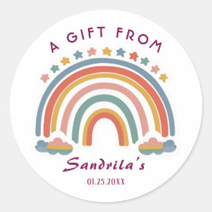 Eenvoudig Cute Retro Regenboog Persoonlijk Cadeau Ronde Sticker