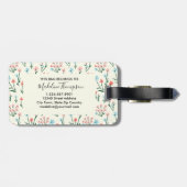 Eenvoudig Cute Roos Flower Pink Monogram Naam Bagagelabel (Achterkant horizontaal)