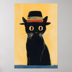 Eenvoudig Cute Zwart Kat Ontwerp Poster