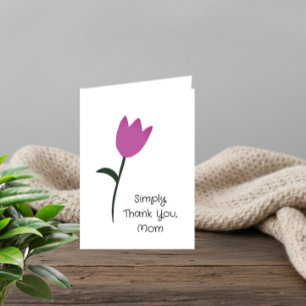 Eenvoudig Dank Je, Mama – paarse Tulp Vakantiekaar Feestdagen Kaart