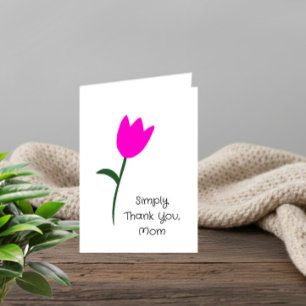 Eenvoudig Dank Je, Mama – Roze Tulp Feestdagen Kaart