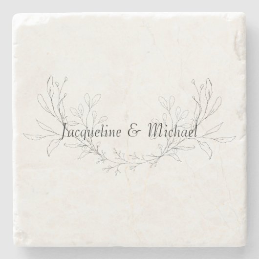 Eenvoudig de Elegant hand-Drawn Foliage Custom Stenen Onderzetter (Voorkant)