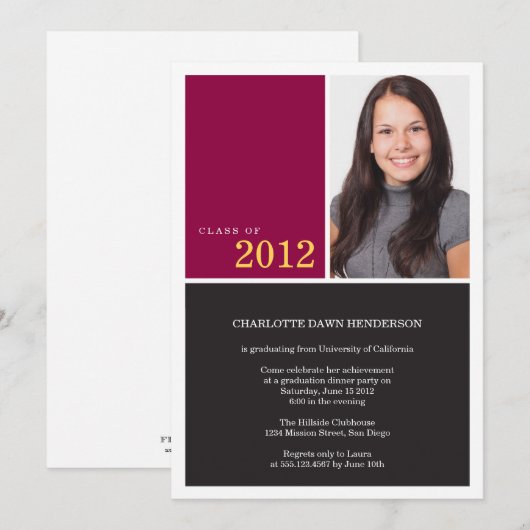 Eenvoudig de moderne rode afstuderen klasse van ui kaart (Voorkant / Achterkant)