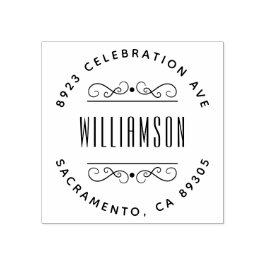 Eenvoudig Deco Familienaam Ronde Return-adres Rubberstempel