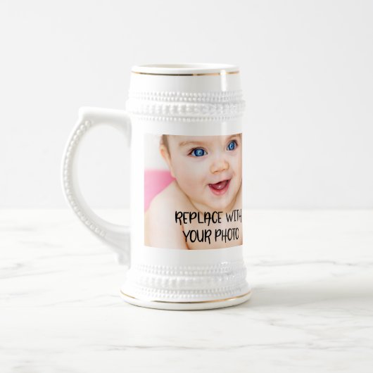 Eenvoudig design, uniek in een soort gepersonalise bierpul (Links)