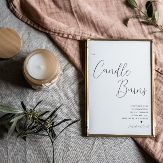 Eenvoudig Deze Kaars Brandt Memorial Trouwbord Poster