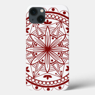 Eenvoudig diep rood Mandalae iPhone 13 Hoesje