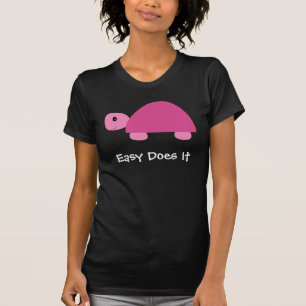 Eenvoudig doet het roze schildpad voor zwart herst t-shirt
