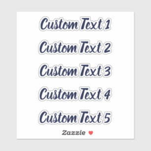 Eenvoudig donkerblauw cursief schrift 5 regels tek sticker