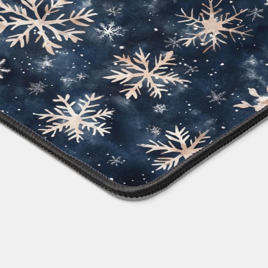 Eenvoudig donkerblauw met sneeuwvlokken bureaumat (Hoek)