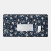 Eenvoudig donkerblauw met sneeuwvlokken bureaumat (Keyboard & Muis)