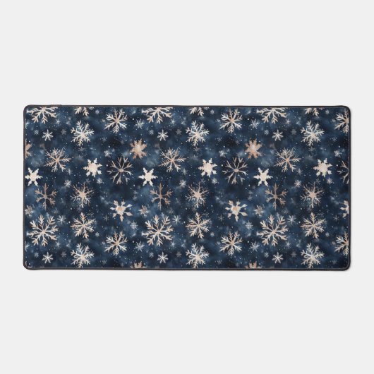 Eenvoudig donkerblauw met sneeuwvlokken bureaumat (Voorkant)