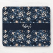Eenvoudig donkerblauw met sneeuwvlokken gepersonal muismat (Voorkant)