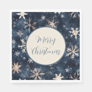 Eenvoudig donkerblauw met sneeuwvlokken servet