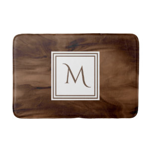 Eenvoudig donkerbruin subtiel marmer Modern Monogr Badmat