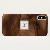 Eenvoudig donkerbruin subtiel marmer Modern Monogr Case-Mate iPhone Case (Achterkant (horizontaal))