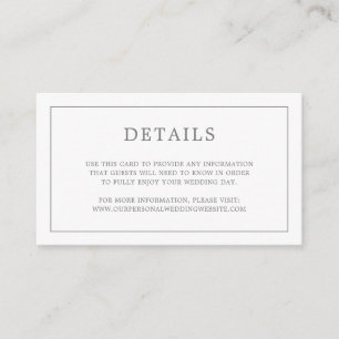 Eenvoudig donkergrijs monogram elegante bruiloft informatiekaartje