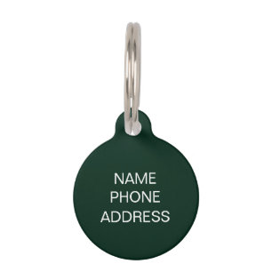 Eenvoudig donkergroen Custom Name contact Info hon Huisdierpenning